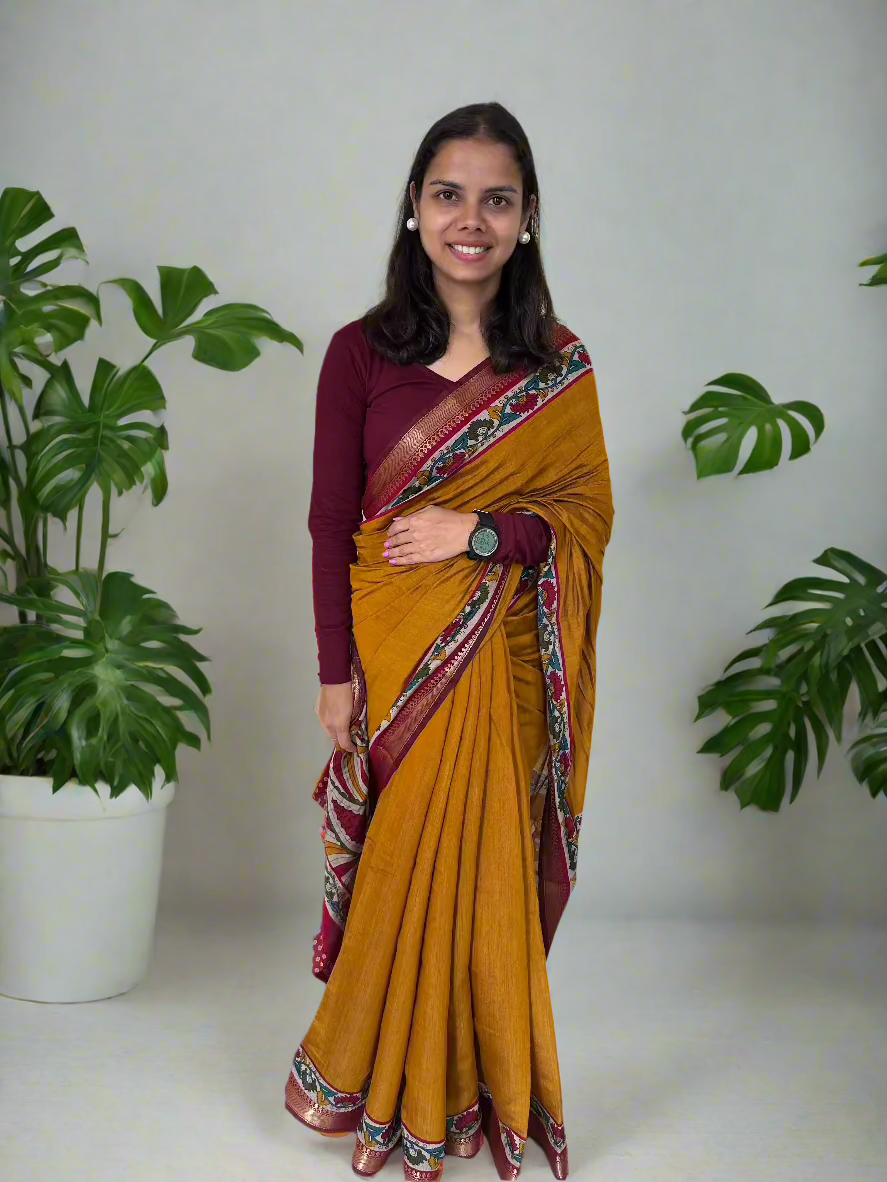 Malini Kalamkari Mul Cotton Saree
