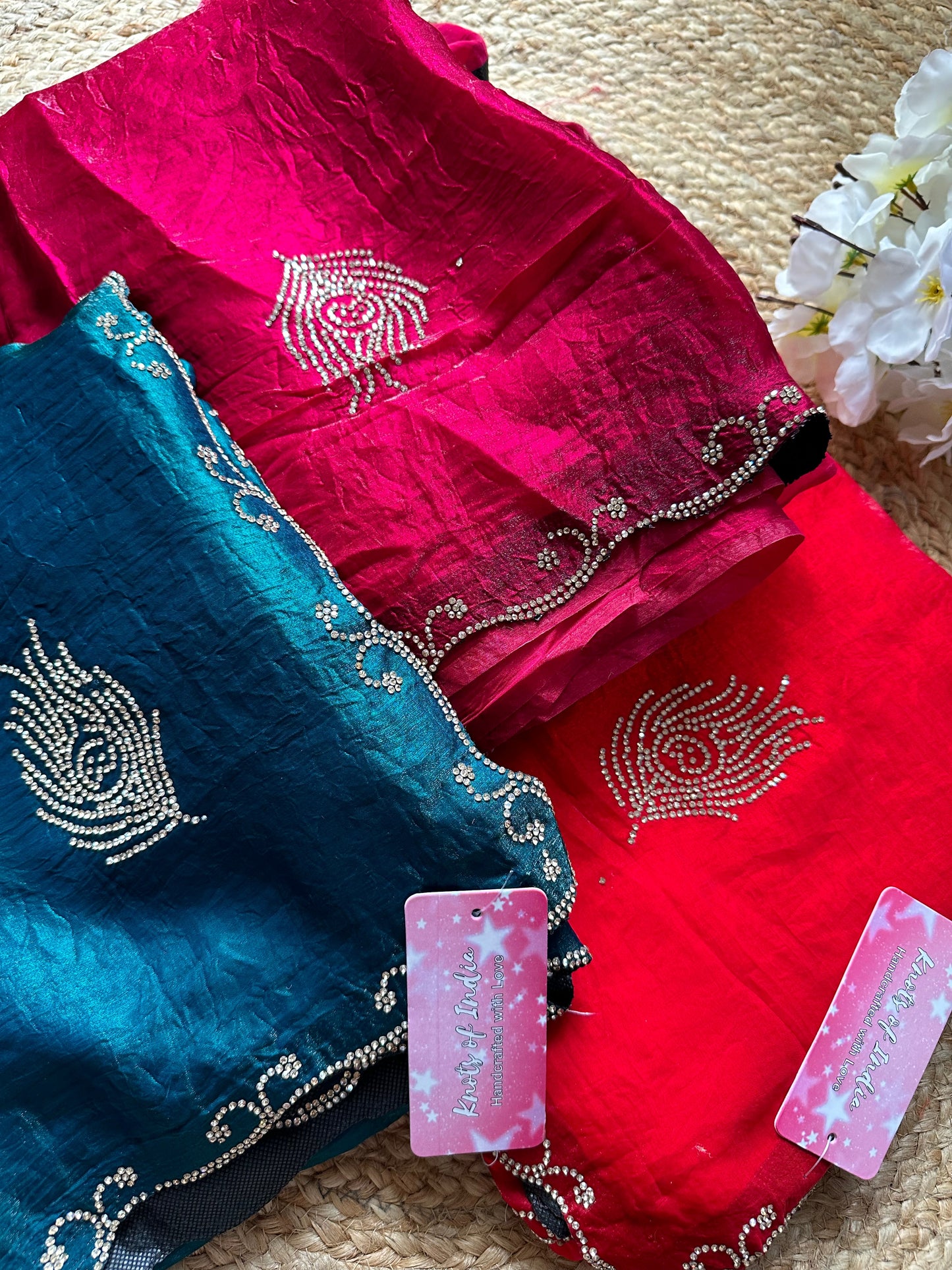 Blue Morpankh Tissue Swarovski Saree
