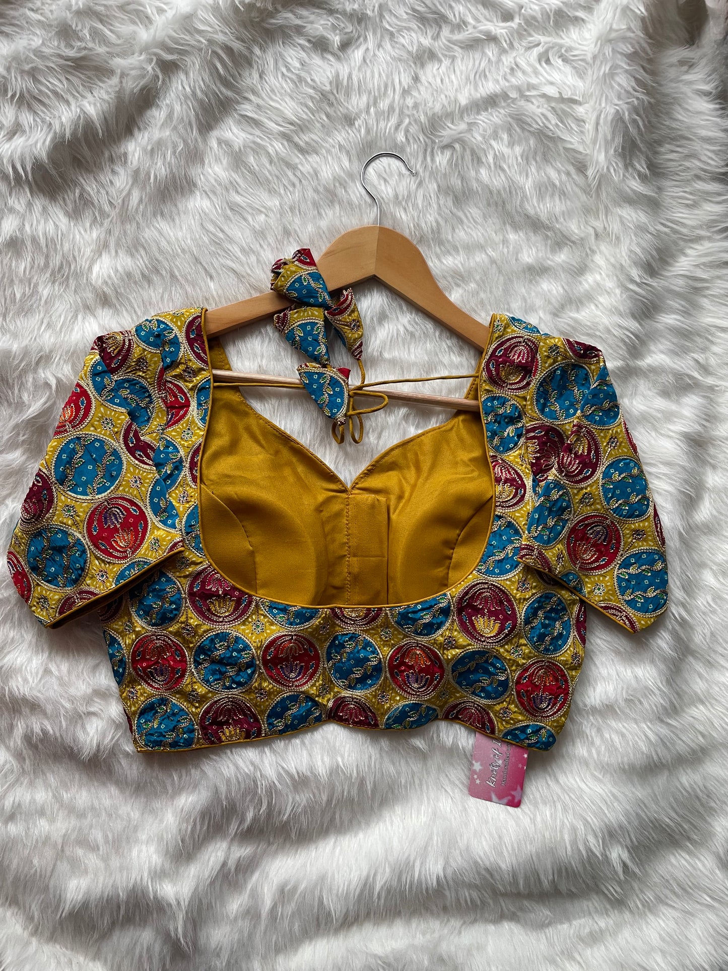 Yellow Multi Kalamkari Pure Crepe Blouse