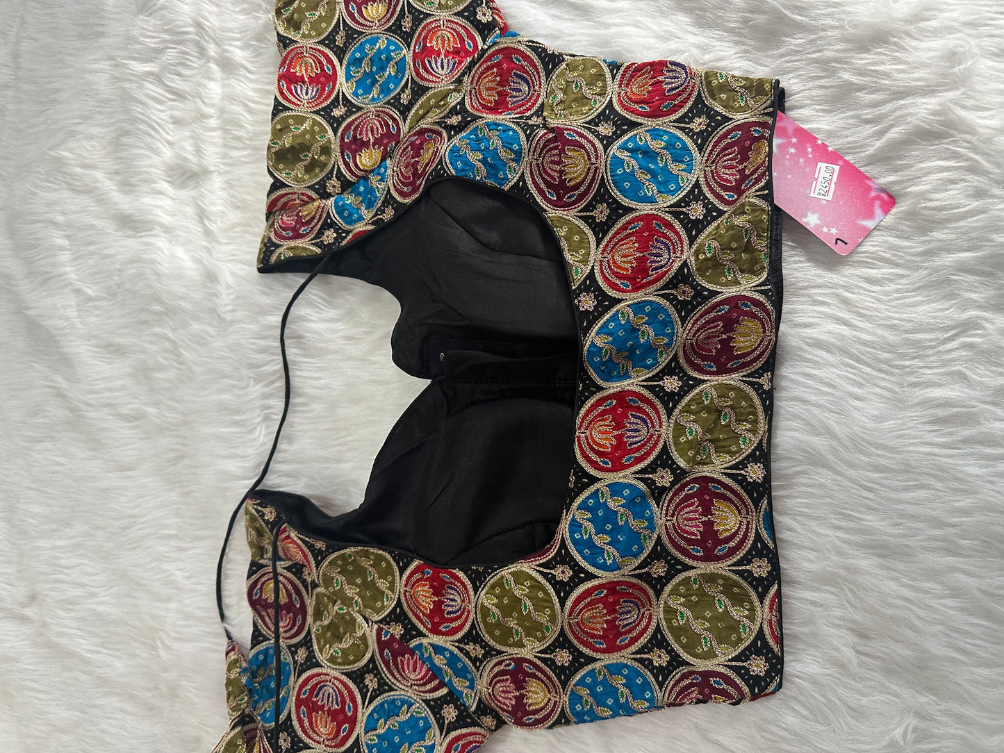 Black Multi Kalamkari Pure Crepe Blouse