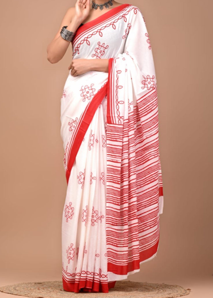 Navratri Pujjo Mul Cotton Saree