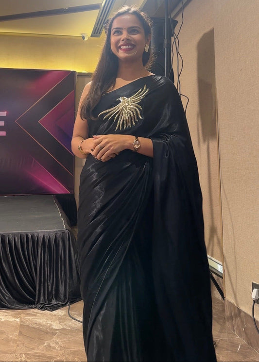 Black Be My Falcon Handwork Saree