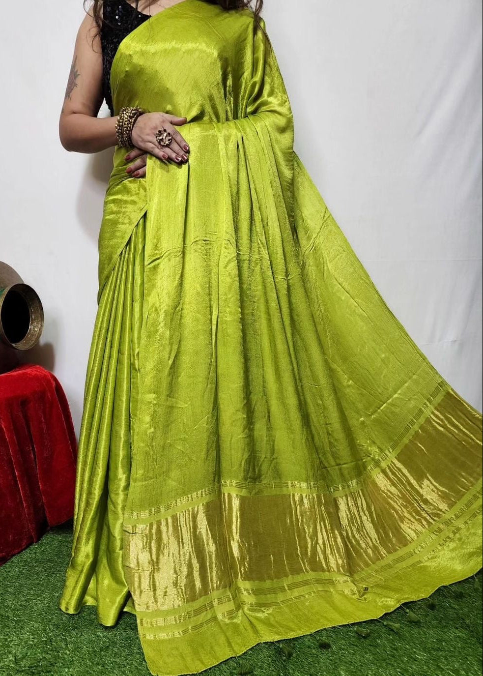 Parrot Green Kashish Pure Modal Silk Saree