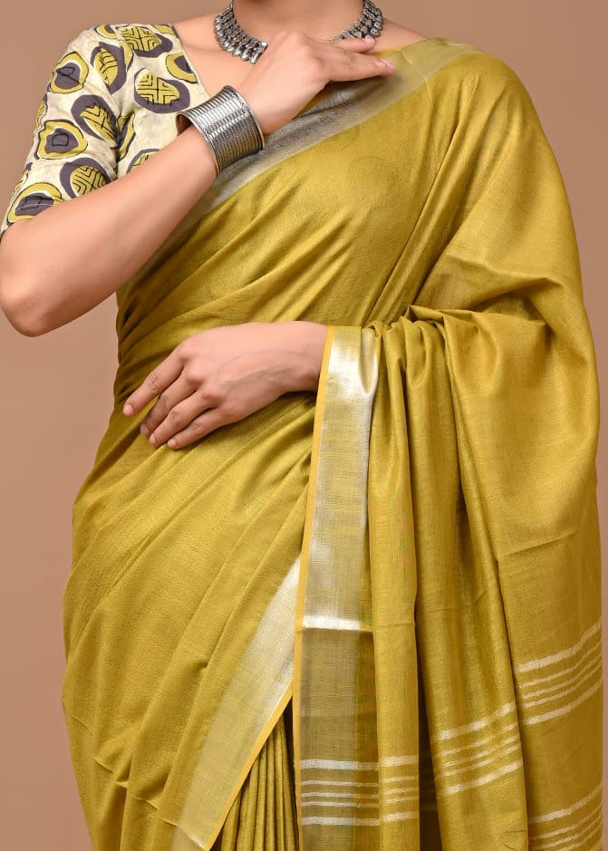 Monotone Linen Cotton Saree