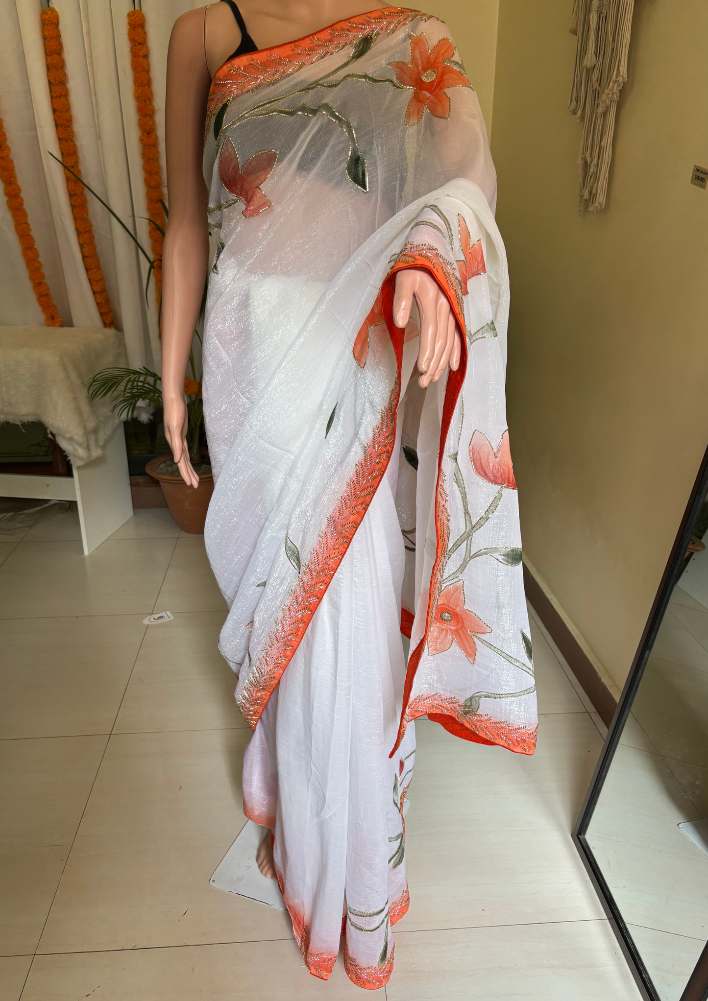 Pink Guldasta Hand work Saree