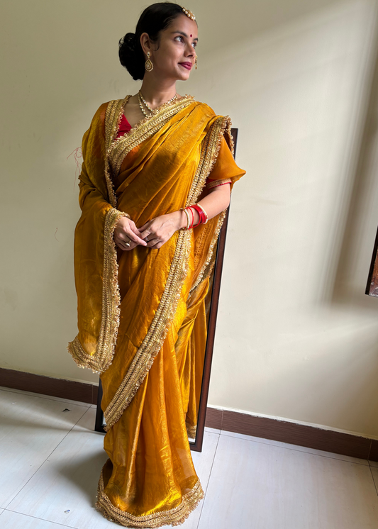 Golden Maharani Royal Tissue Saree