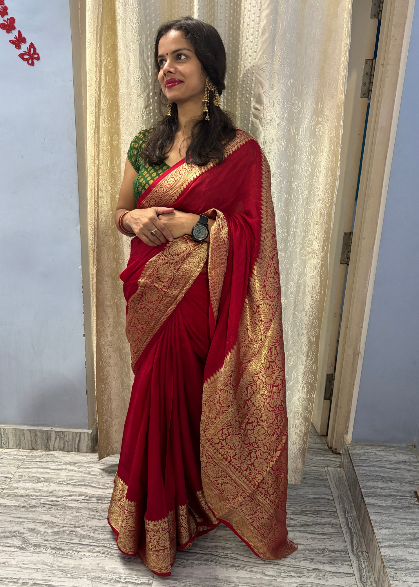 Purple Plain Gold Zari Saree