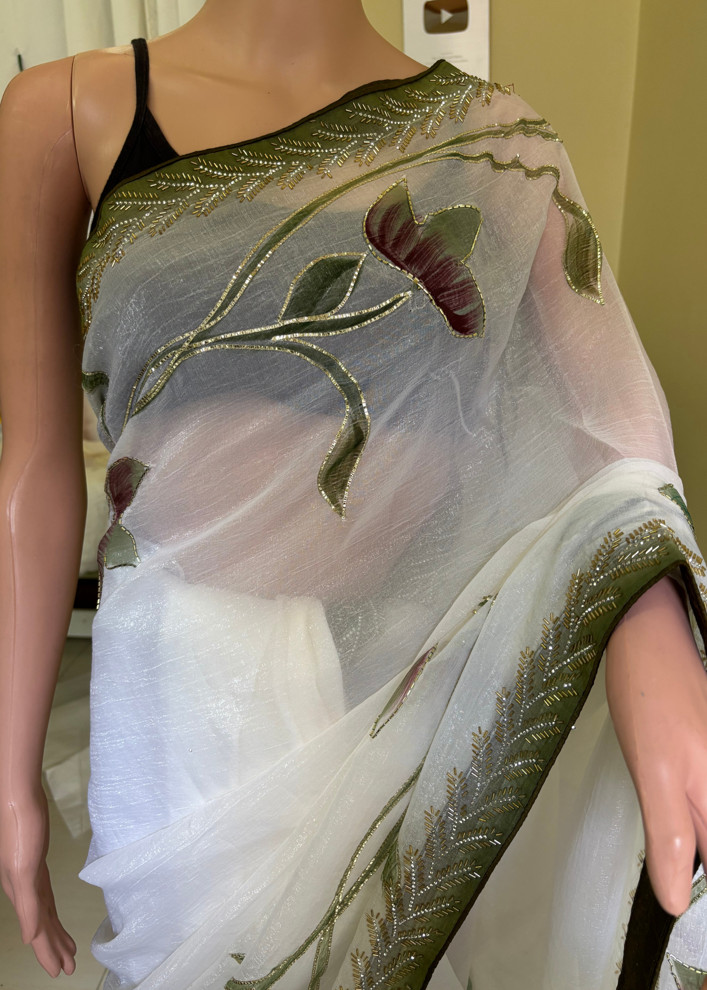 Green Guldasta Hand work Saree