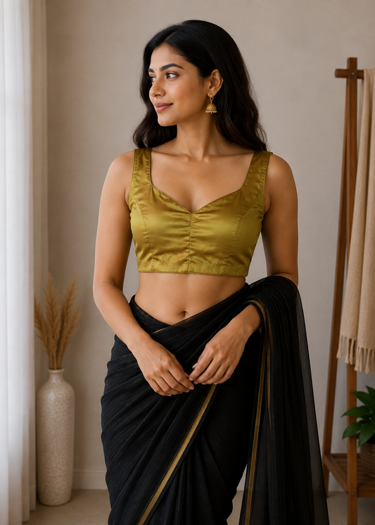 Golden Taffeta Plain Blouse