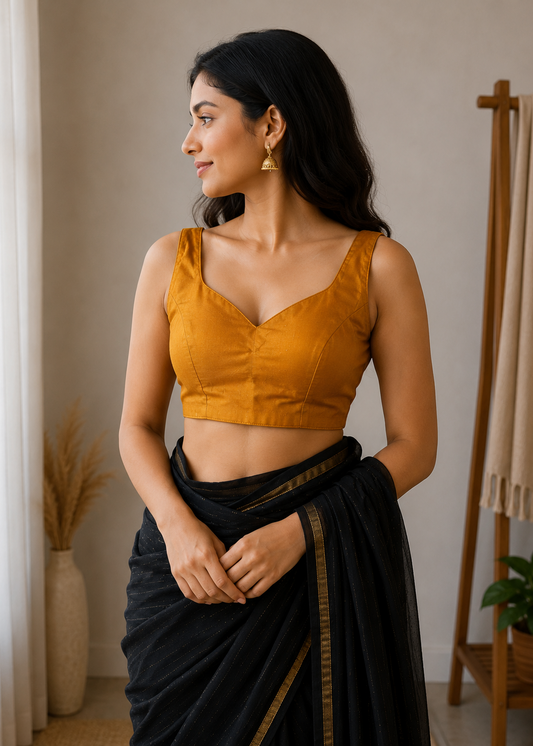 Yellow Taffeta Plain Blouse