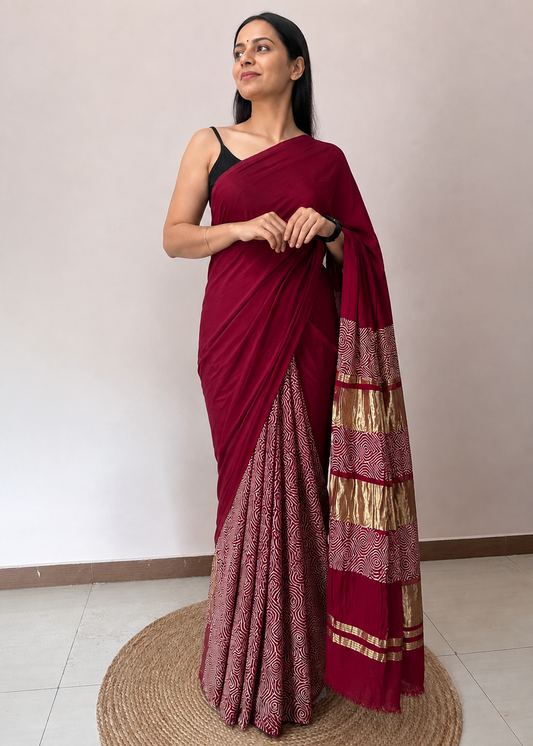 Maroon Kadambari Modal Silk Saree