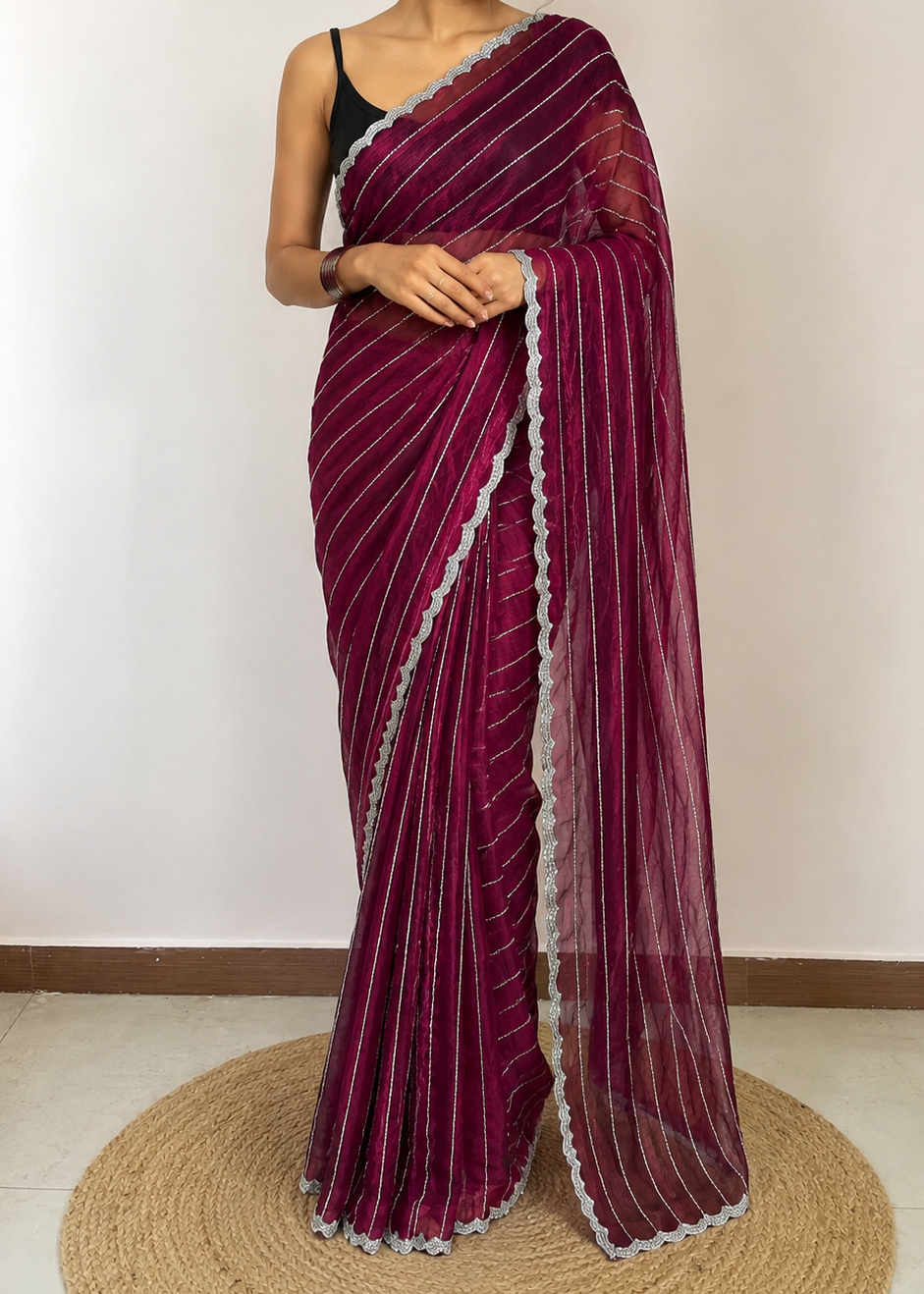 Wine Regal Party Wear Saree