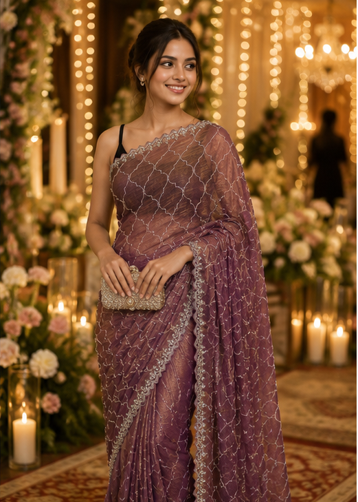 Lavender Dream Glam Party Wear Saree