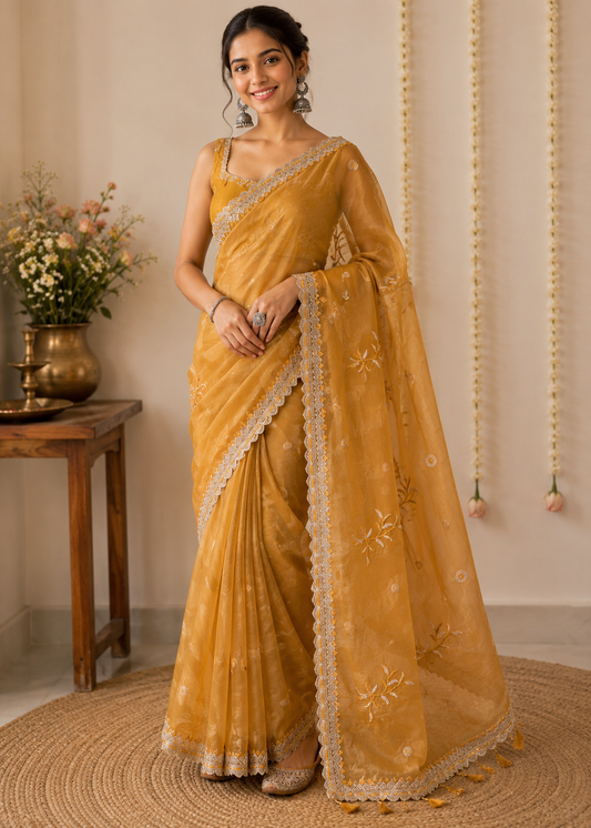Yellow Magic Charm Lightweight Saree