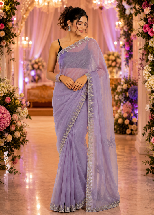 Lavender Rose Luxe Party Wear Saree
