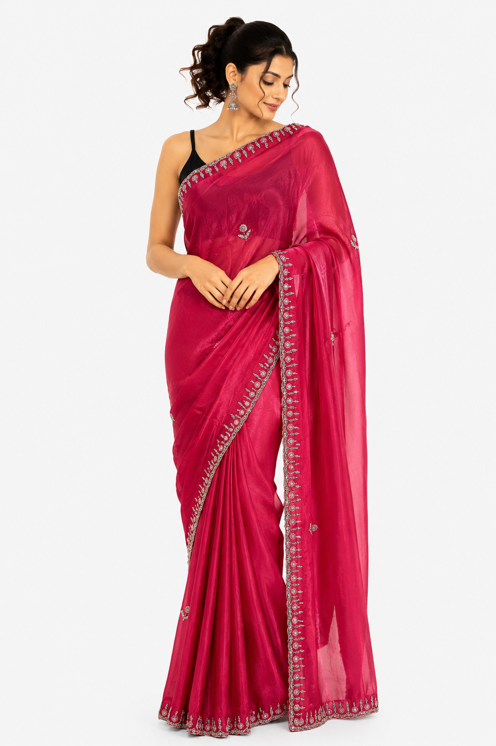 Peach Diamond Dust Party Wear Saree