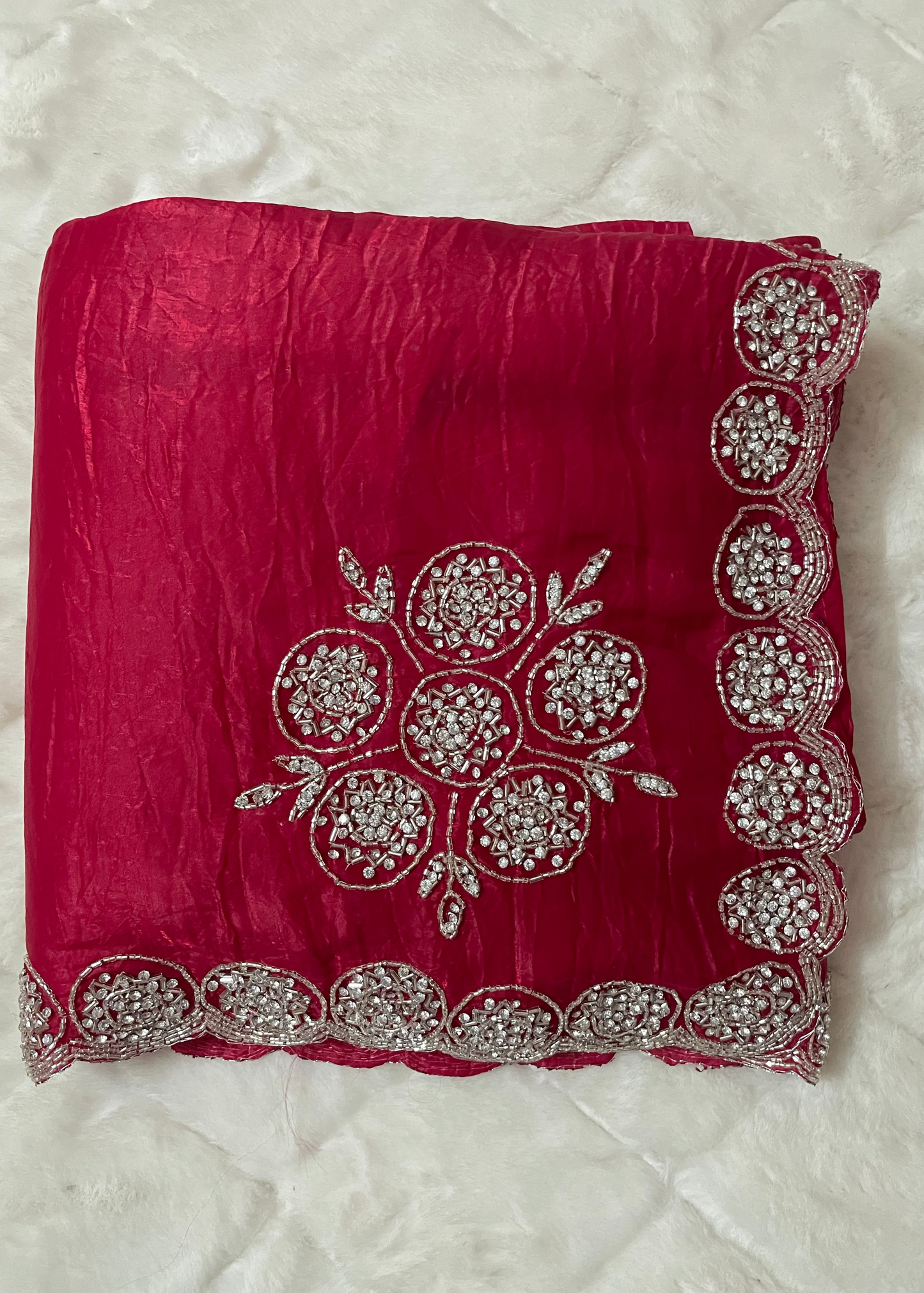 Red Shahana Party Wear Saree