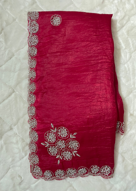 Red Shahana Party Wear Saree