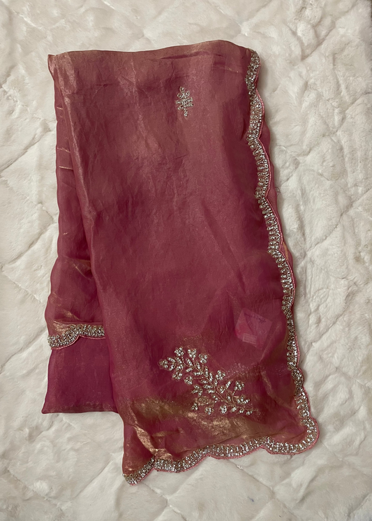 Peach Drape & Dazzle Party Wear Saree