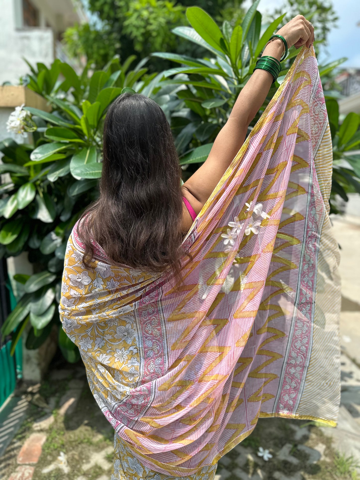 Marigold Flowy Chiffon Saree