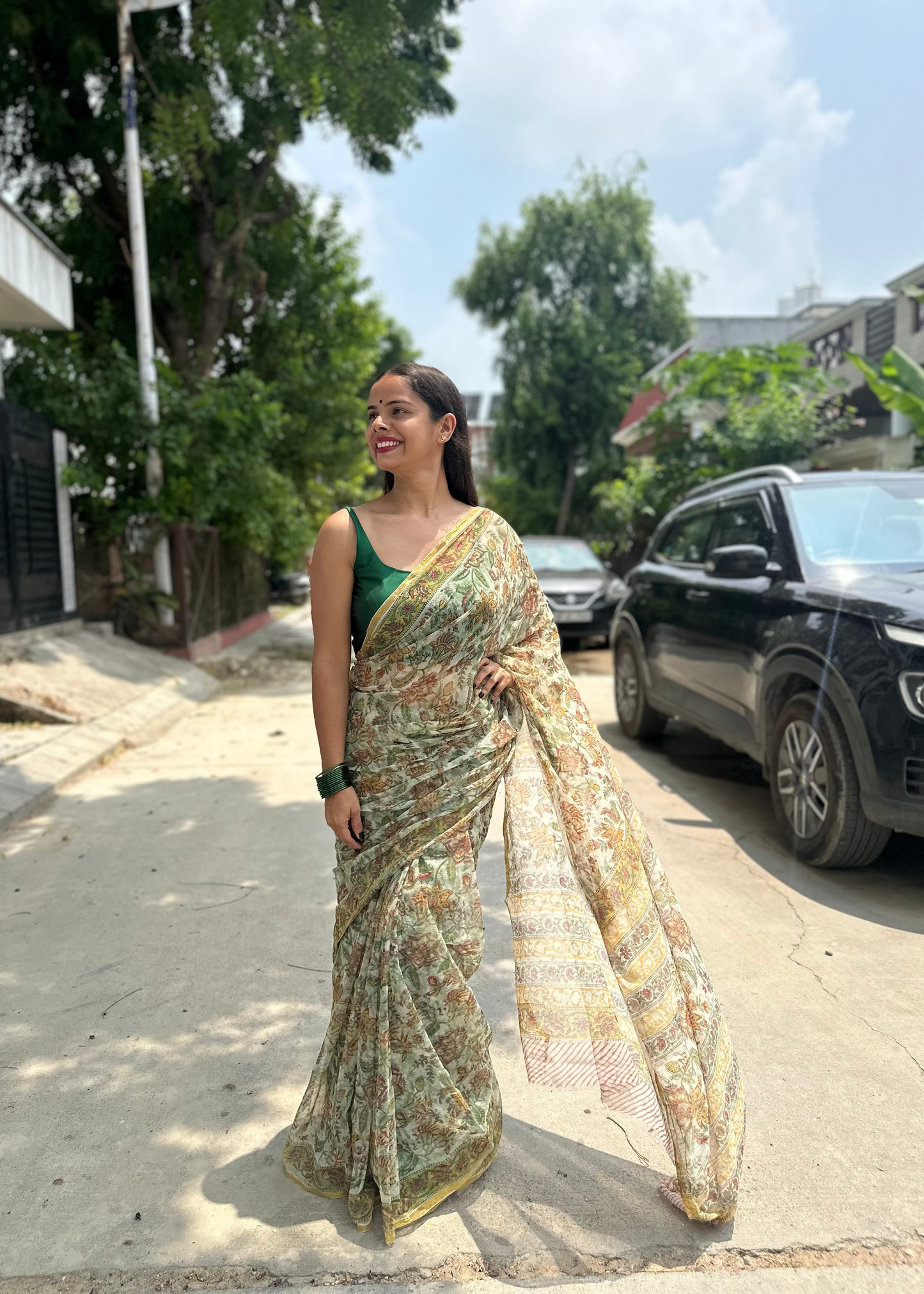 Primrose Flowy Chiffon Saree