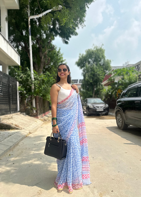 Rosette Flowy Chiffon Saree