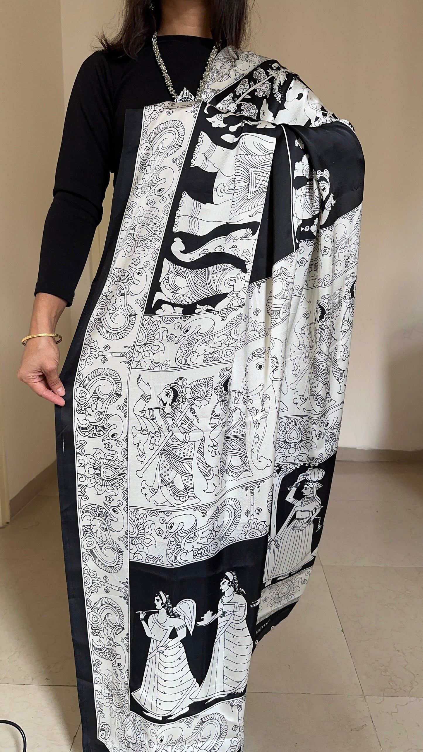 Kumud Kalamkari Satin Silk Saree