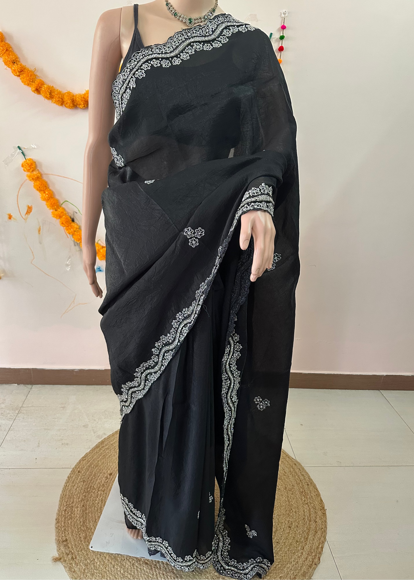 White Glitter Party Wear Saree