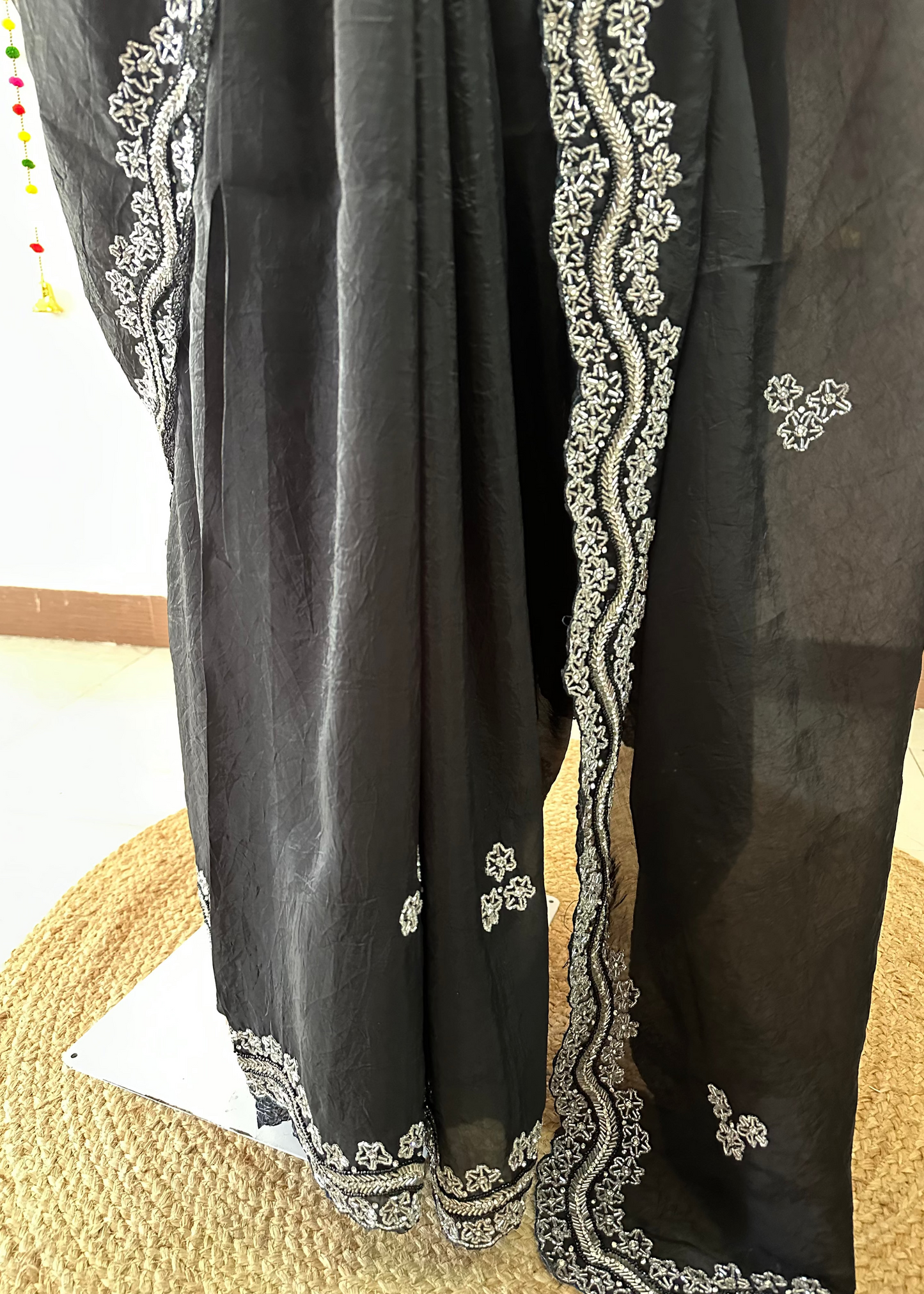 White Glitter Party Wear Saree