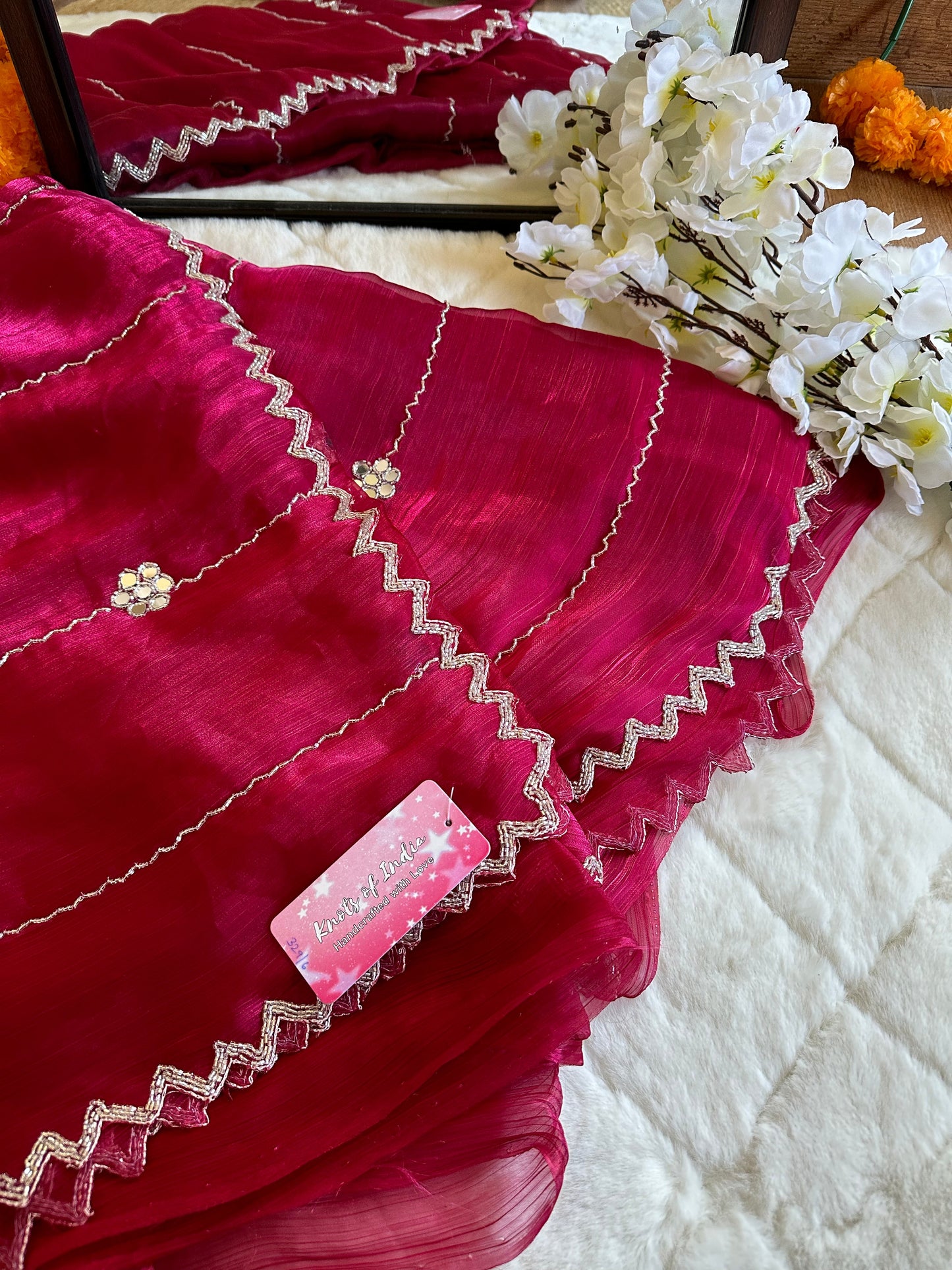 Brick Red Hand embroidery JC saree