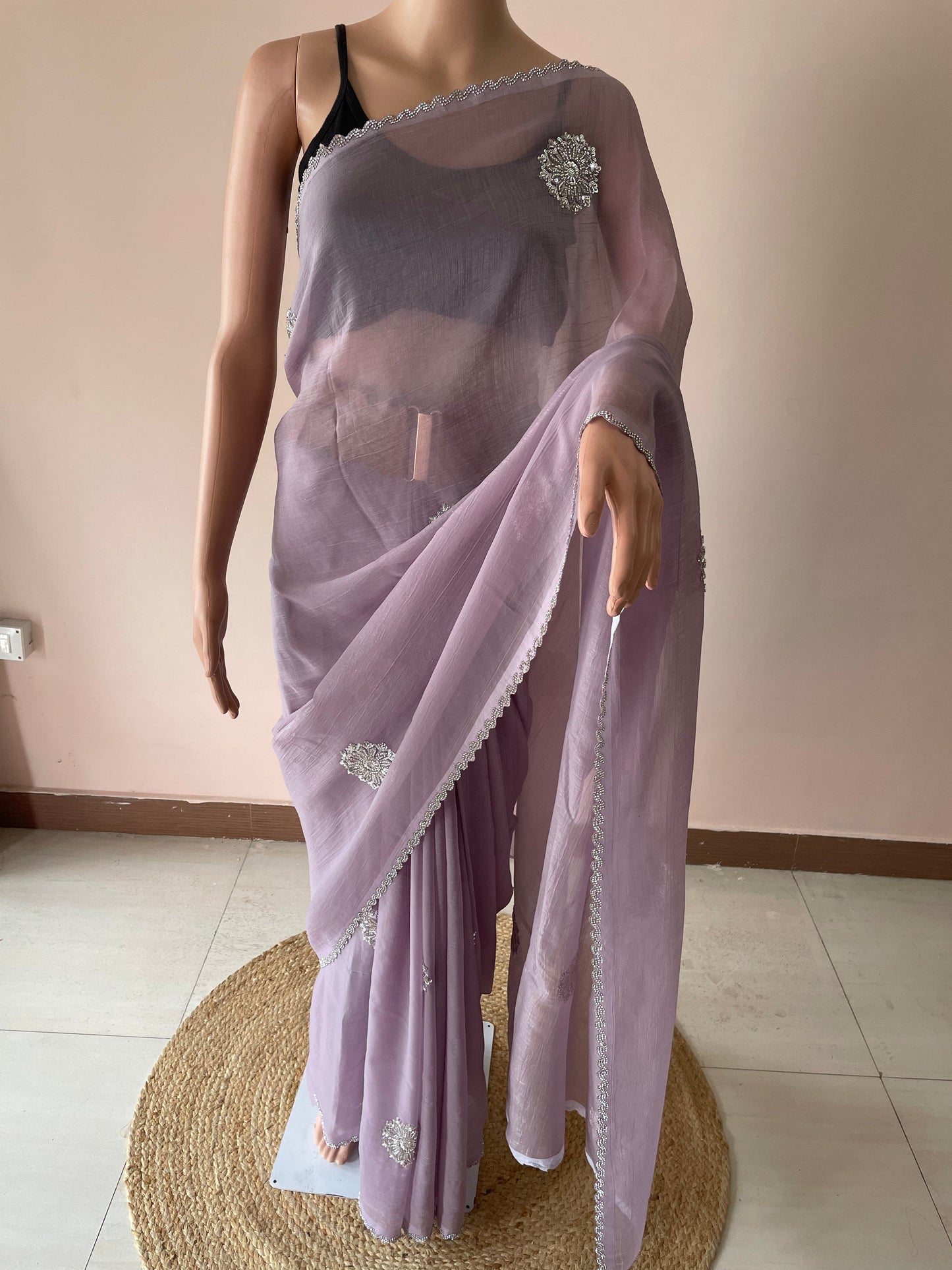 Lavender Moonlit Handwork Saree