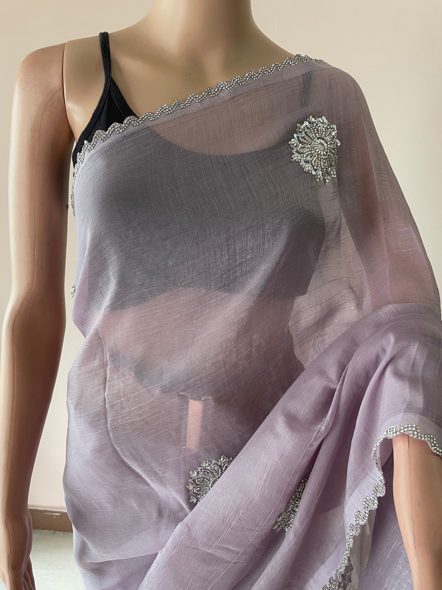 Lavender Moonlit Handwork Saree