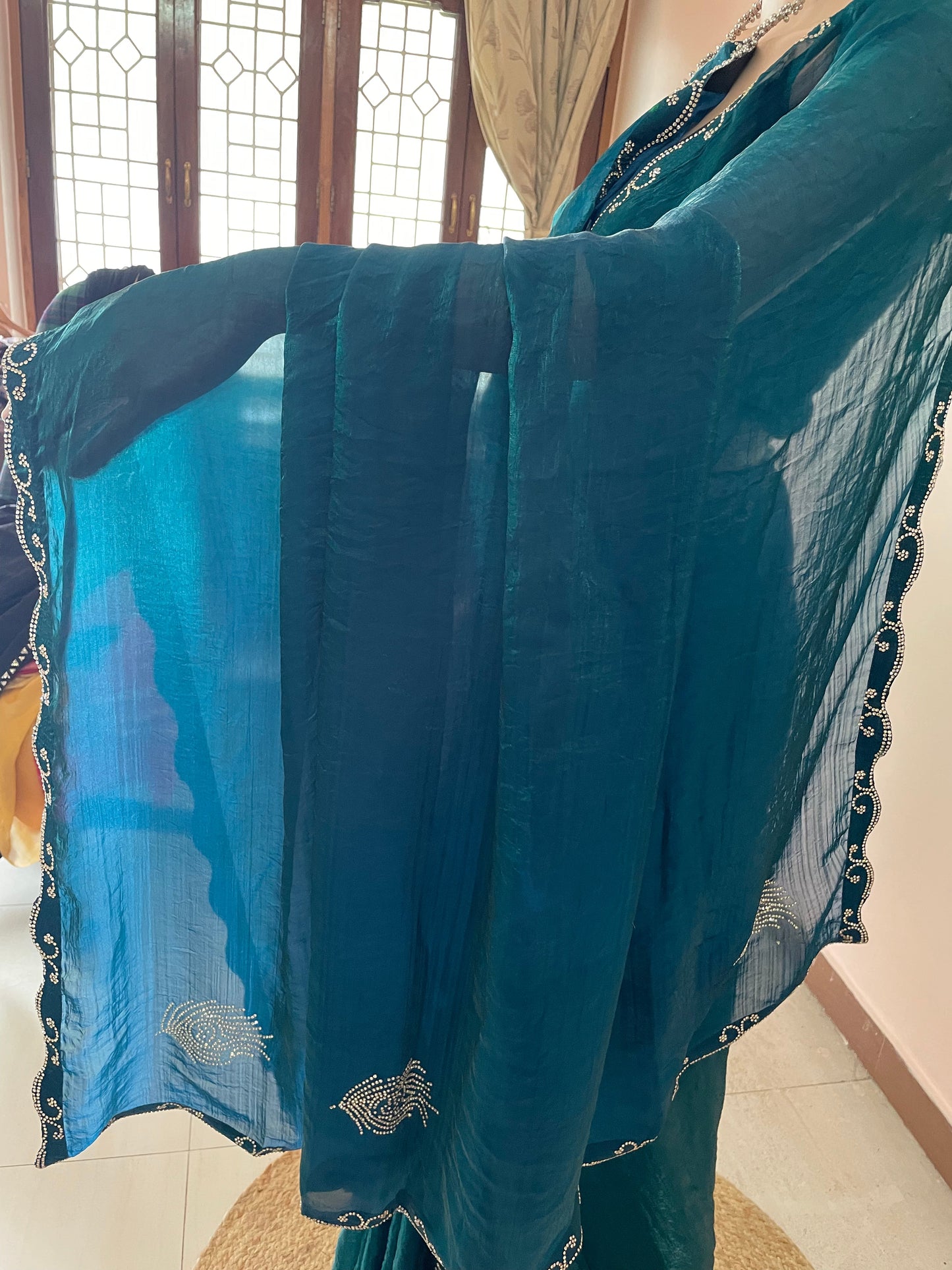 Tissue Silk with Hill Swarovski work