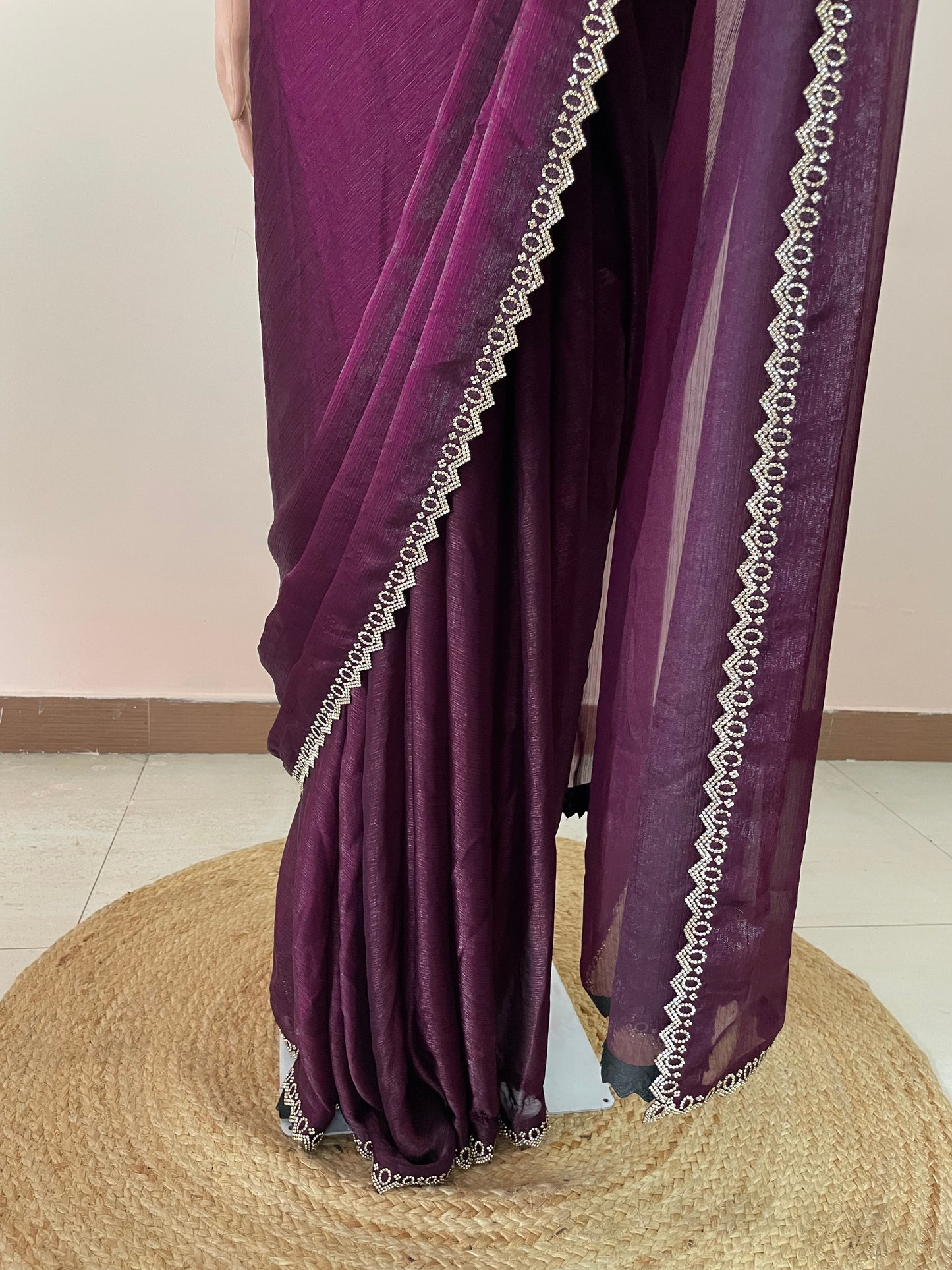 Wine Star Tissue Svarovski Saree