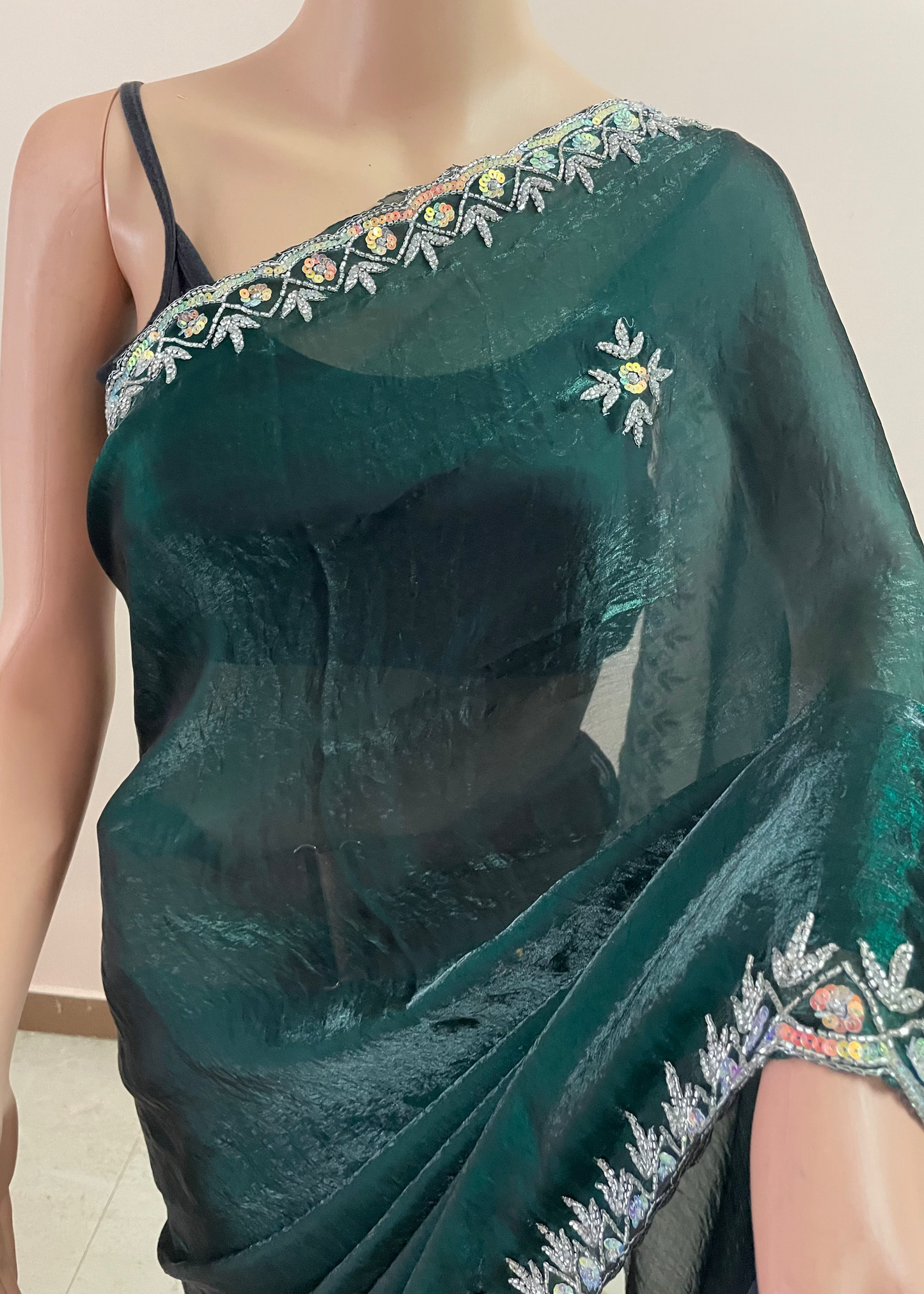 Sea Green Anushka Sen Party Wear Saree