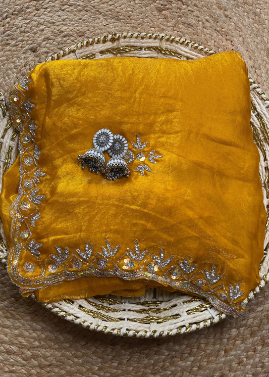Yellow Anushka Sen Party Wear Saree