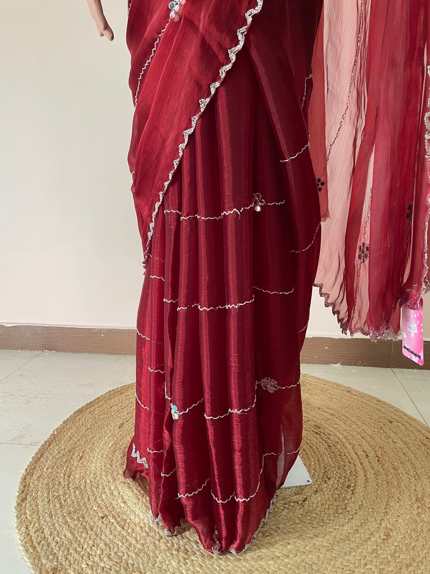 Maroon Hand embroidery JC saree