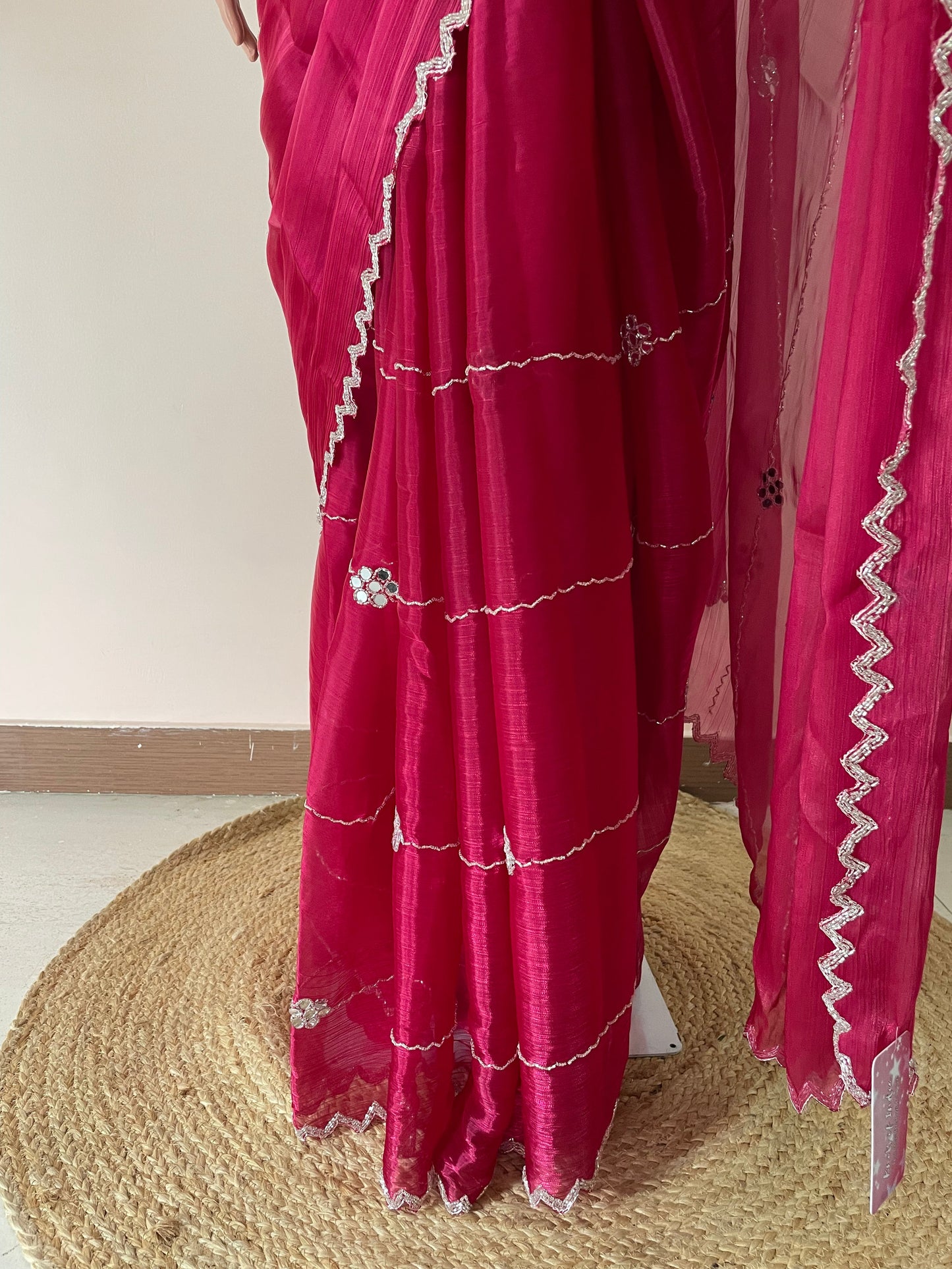 Brick Red Hand embroidery JC saree