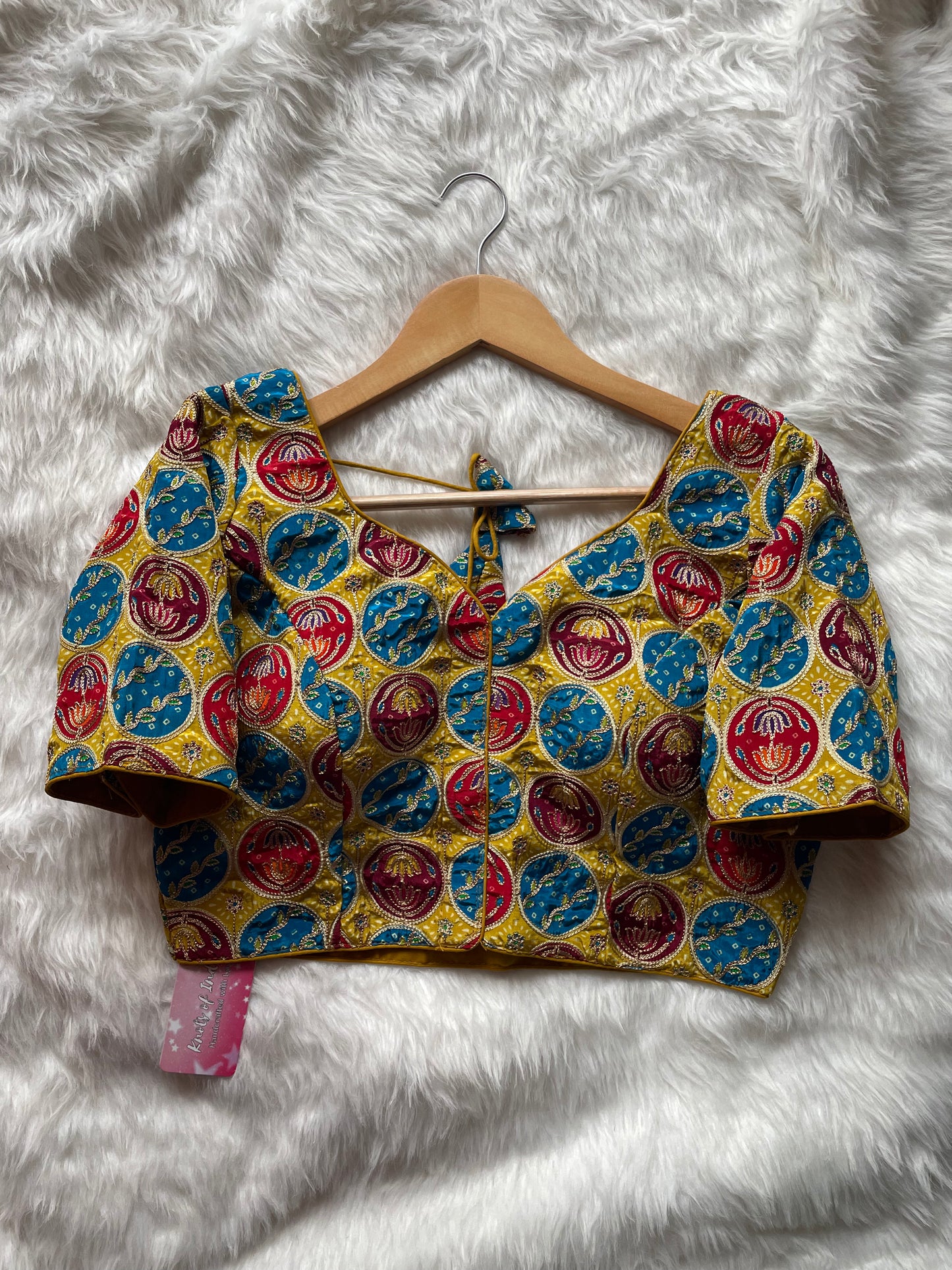 Yellow Multi Kalamkari Pure Crepe Blouse