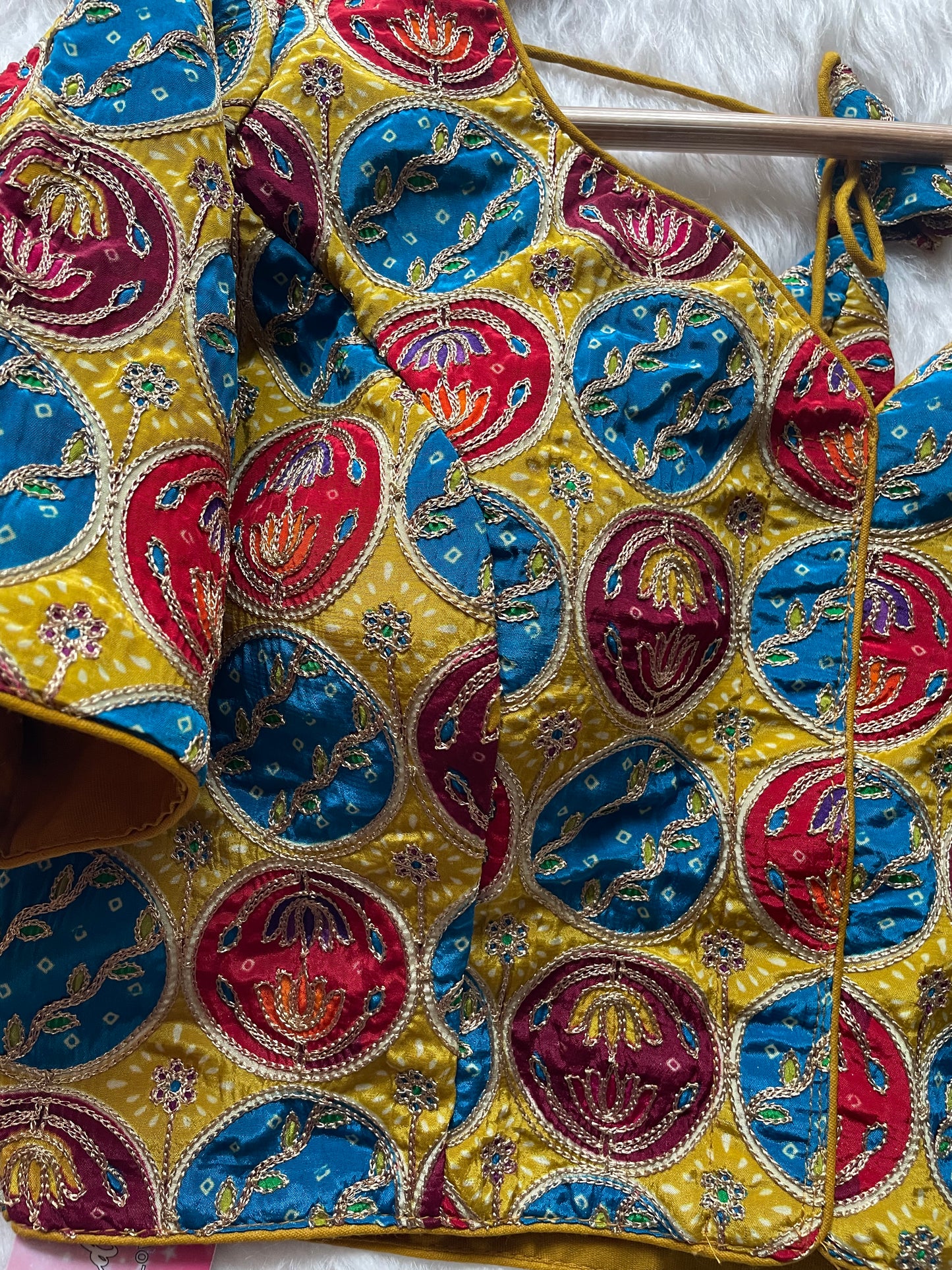 Yellow Multi Kalamkari Pure Crepe Blouse