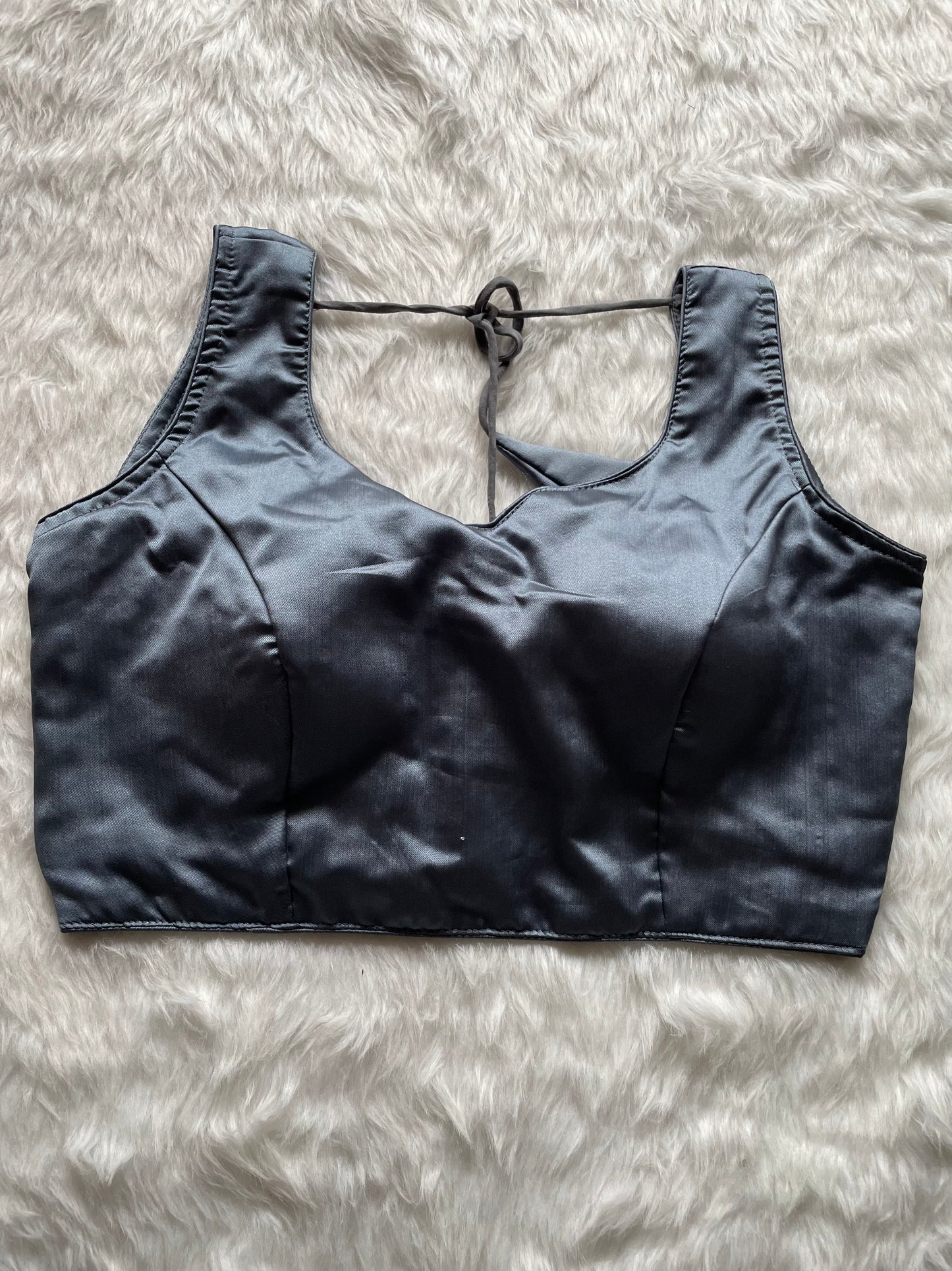 Drak Grey Taffeta Plain Blouse