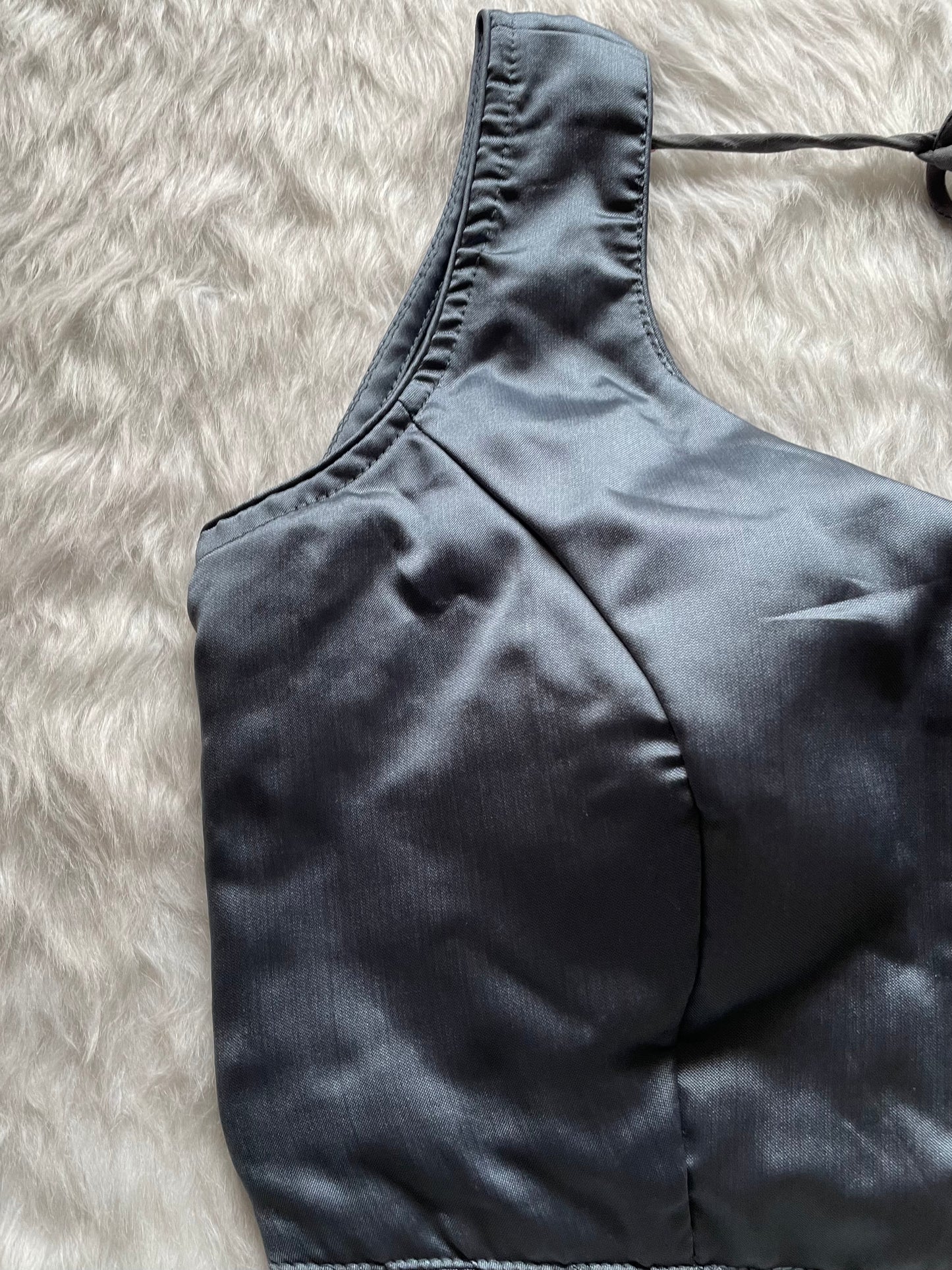 Drak Grey Taffeta Plain Blouse