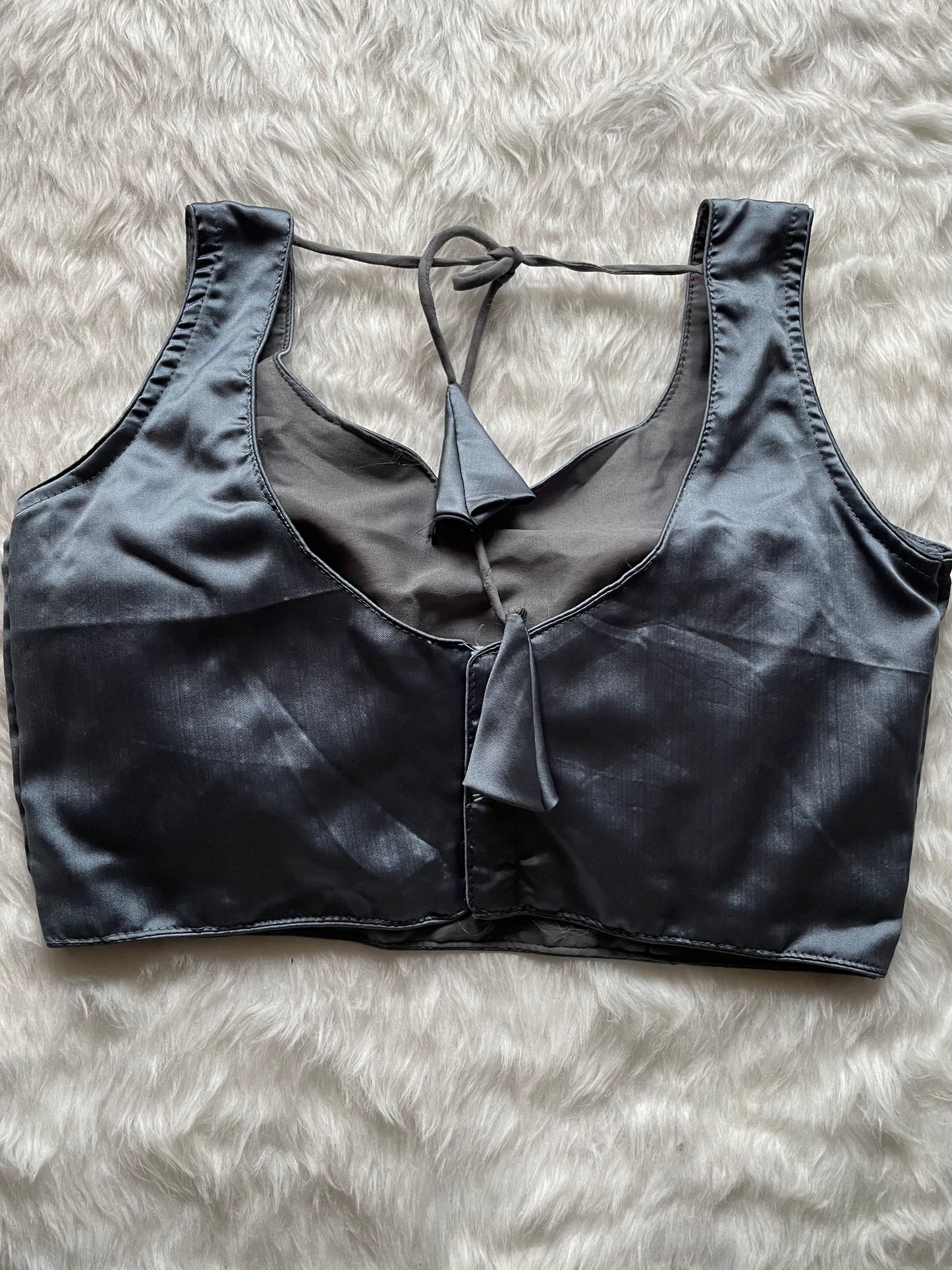 Drak Grey Taffeta Plain Blouse