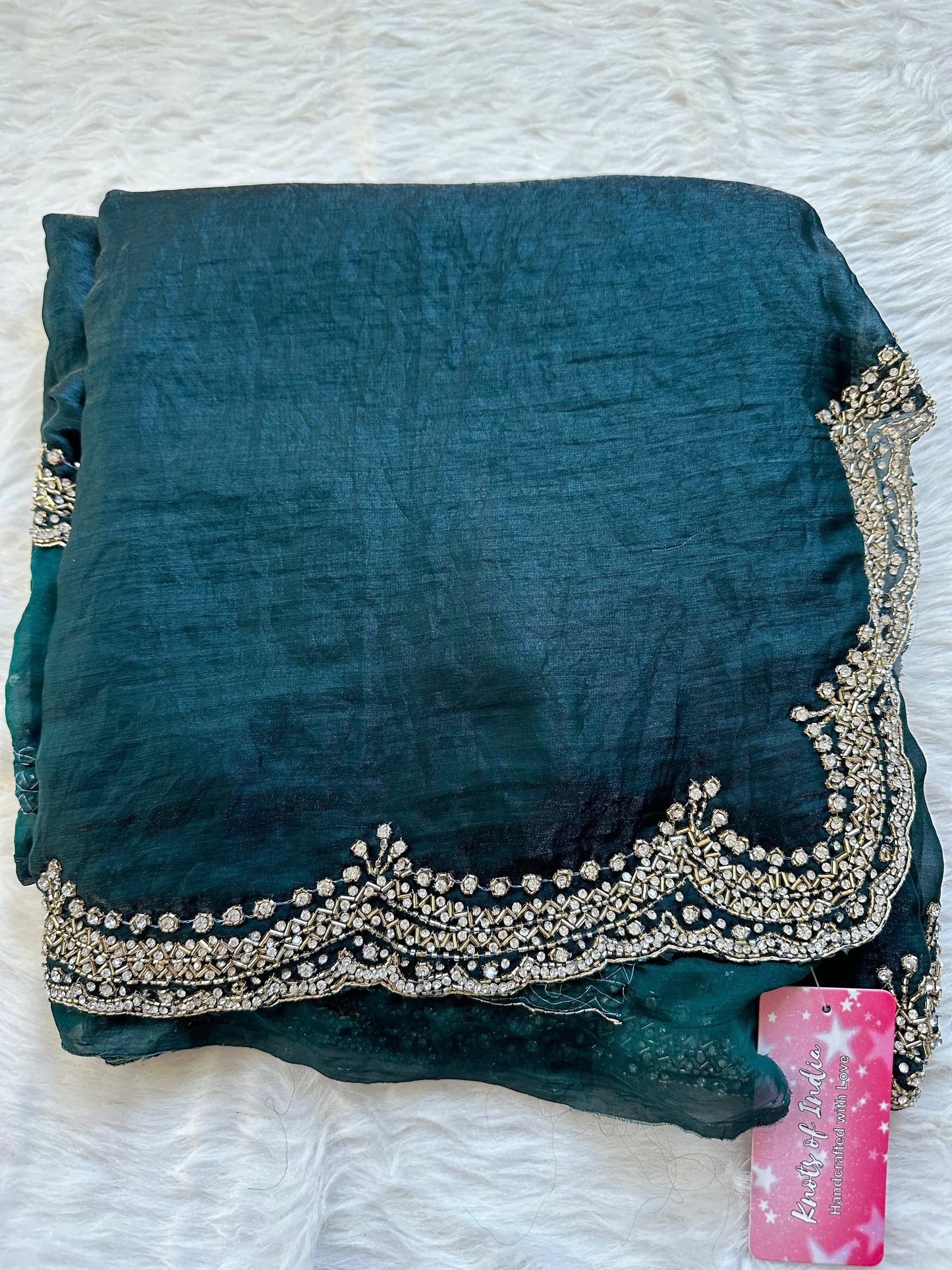 Peacock Blue Mandira Embroidered Saree