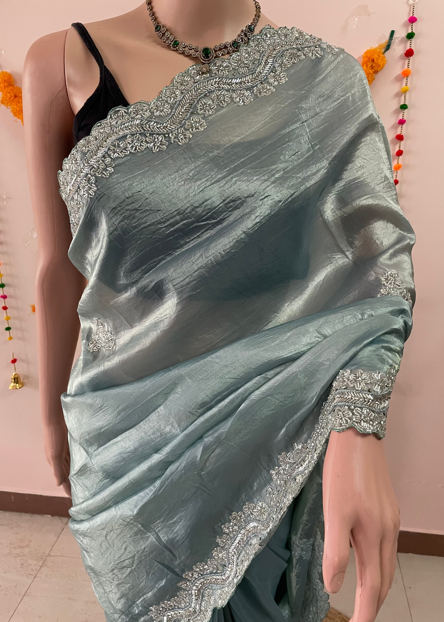 Pastel Blue Cocktail Saree