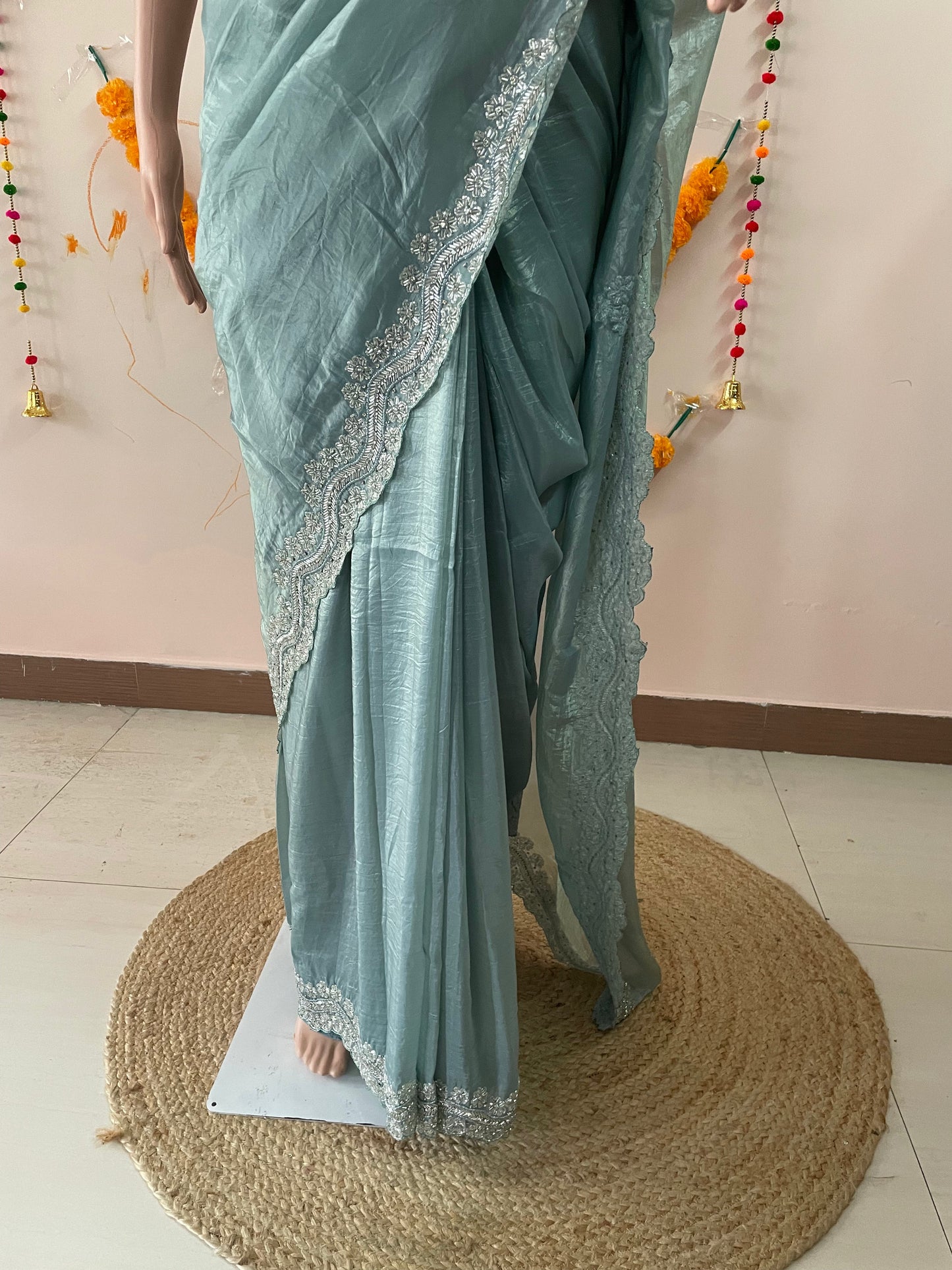 White Glitter Party Wear Saree