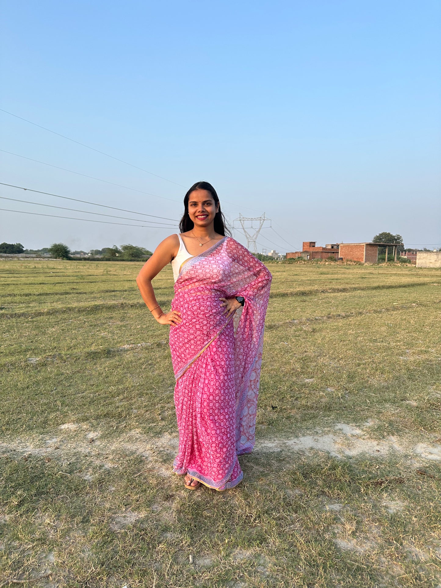 Peony Flowy Chiffon Saree