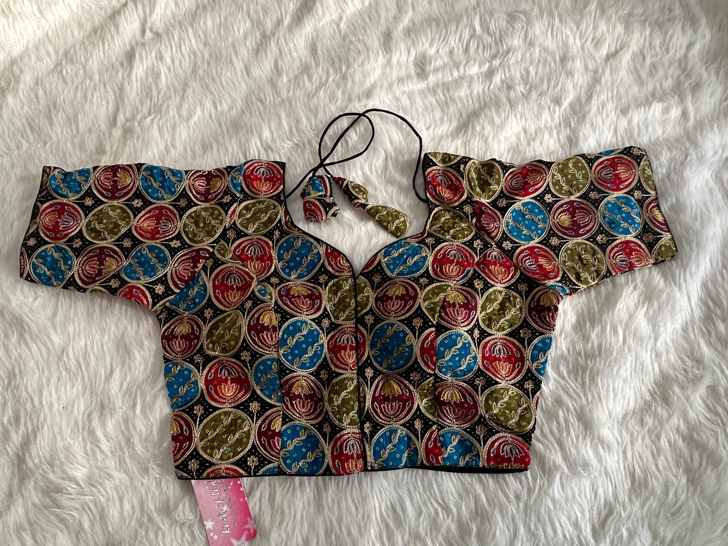 Black Multi Kalamkari Pure Crepe Blouse