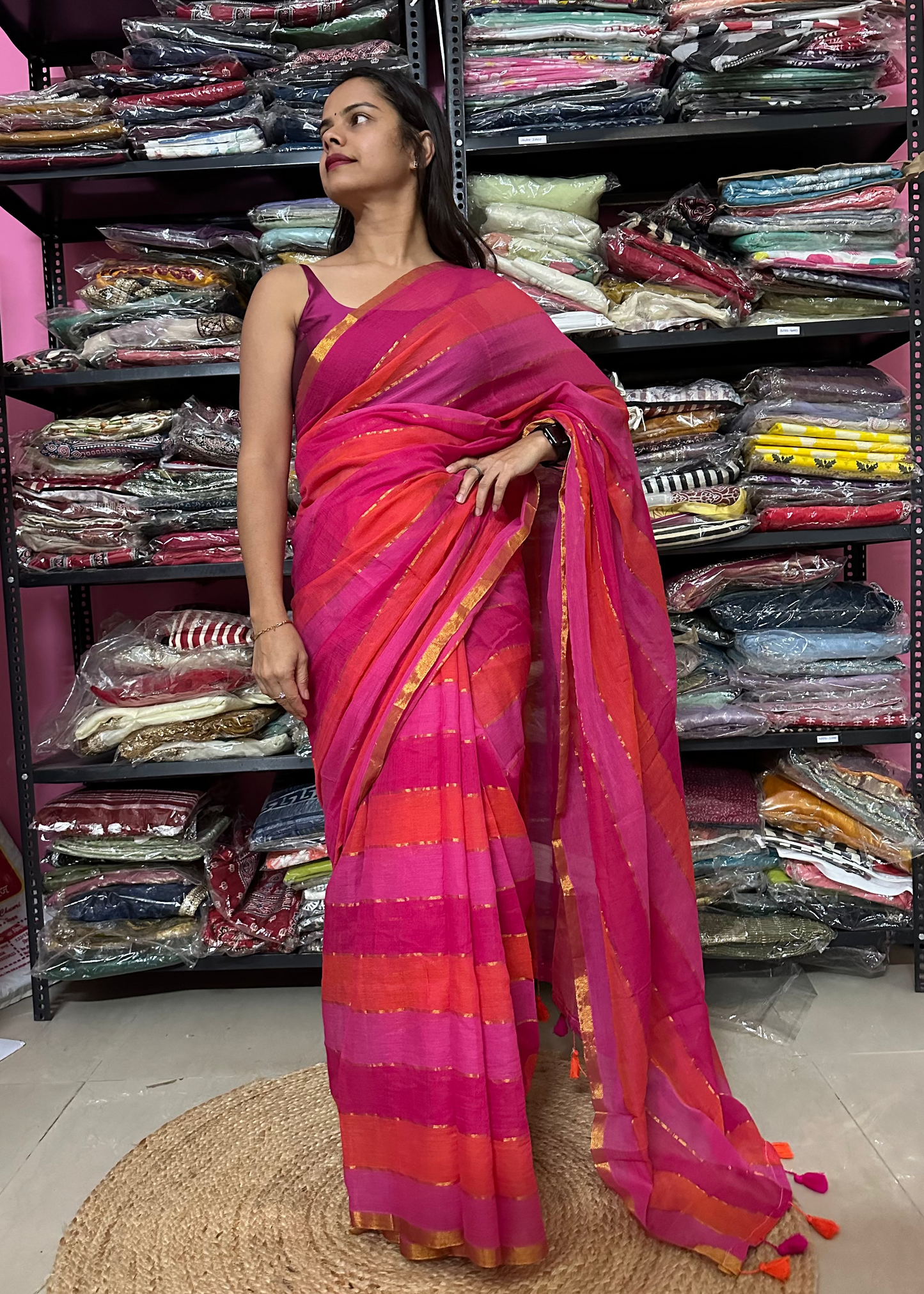 Manya Satrangi Mul Saree