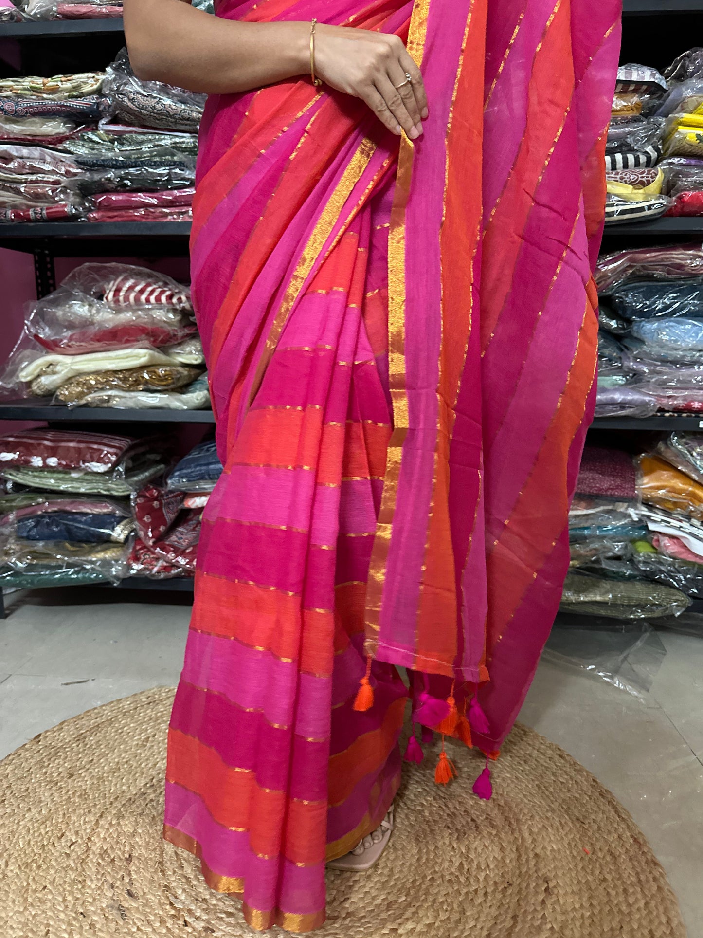 Manya Satrangi Mul Saree